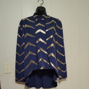 Chic Blue and Gold Chevron Blazer